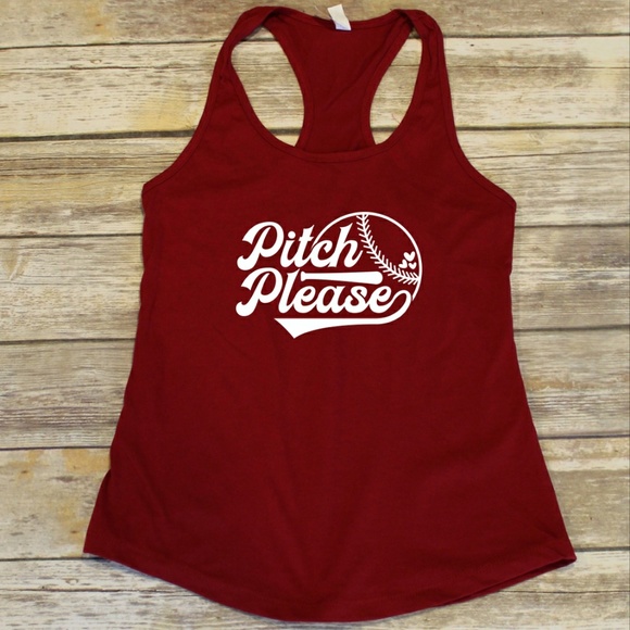 Pitch Please - Baseball Mom red racerback tank top - Picture 2 of 3